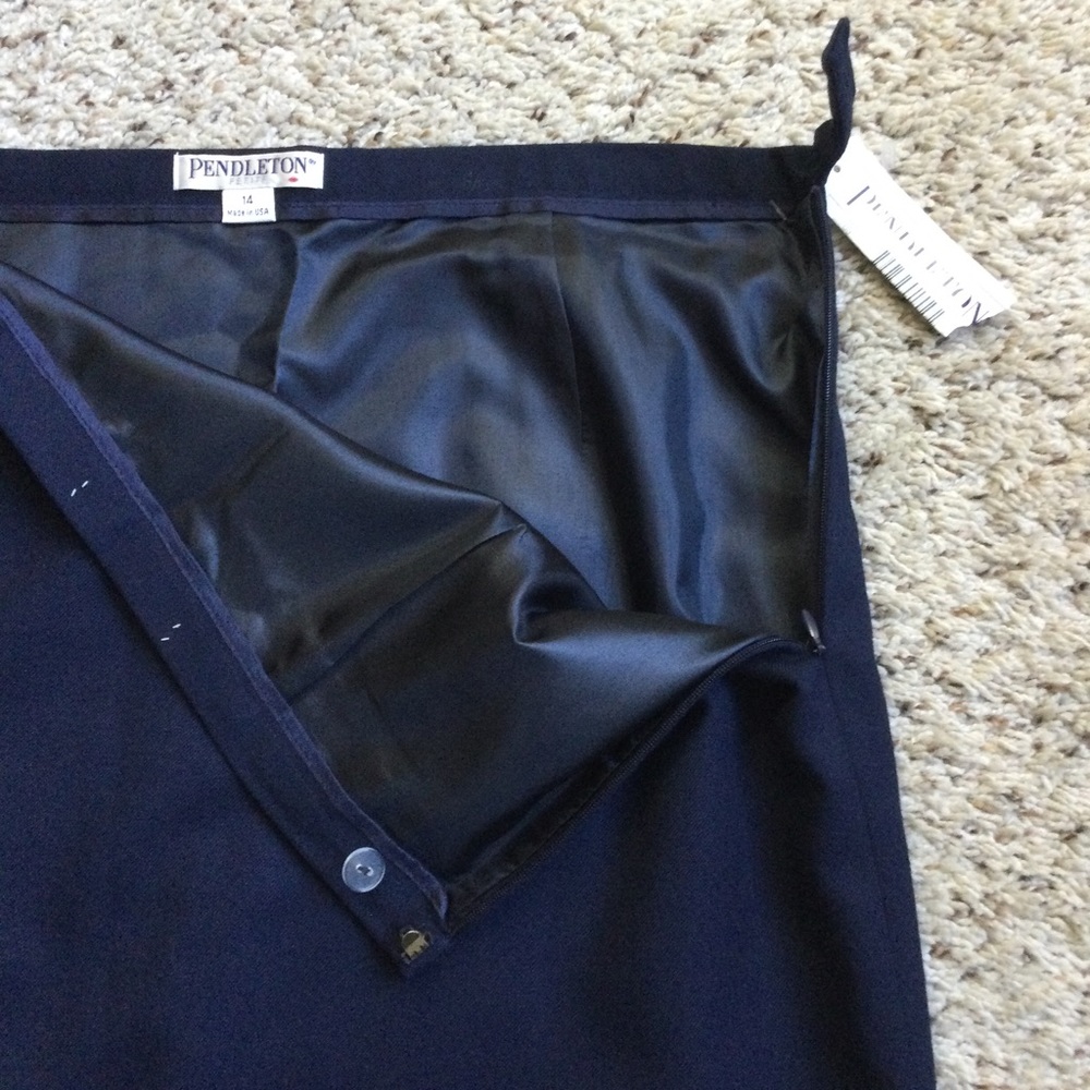 Pendleton Skirt Virgin Wool Navy Blue Size 14 Pencil Petite - Picture 4 of 8